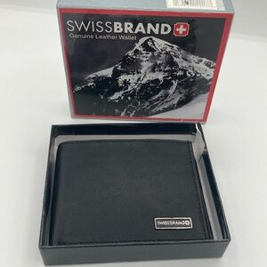 New w/box SWISSBRAND Men's Leather Bi-Fold Wallet in Black - HOT!